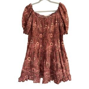 Ulla Johnson Mini Dress Juniper Puff Sleeve Floral Smocked Size 14 $375 Bohemian